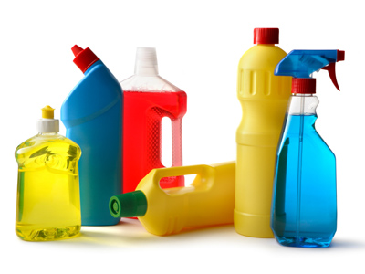 Plastic bottles and containers for household cleaning products